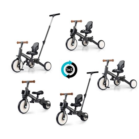 Tricicleta 5 in 1 Optimus Max, Gri, +1 an, Milly Mally 786863
