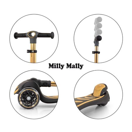 Trotineta pliabila cu roti luminoase Boogie, Gold, +3 ani, Milly Mally 786879