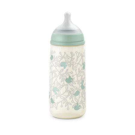 Biberon cu tetina debit dens L SX Pro Birdies, Menta, 6 luni+, 360 ml, Suavinex 786887