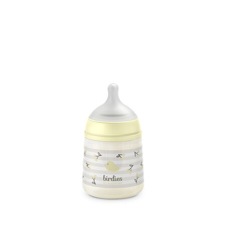 Biberon cu tetina debit lent S SX Pro Birdies, Vanilie, 0 luni+, 150 ml, Suavinex 786894