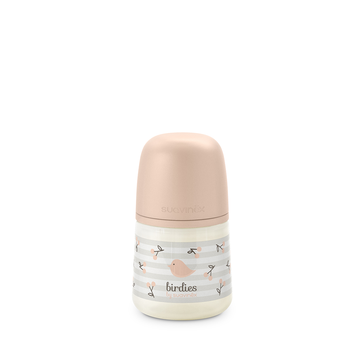 Biberon cu tetina debit lent S SX Pro Birdies, Roz, 0 luni+, 150 ml, Suavinex