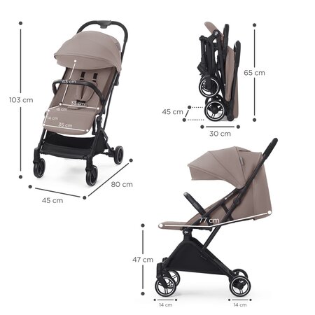 Carucior sport Indy2, pana la 15 kg, Calm Beige, 0 luni+, Kinderkraft 786946