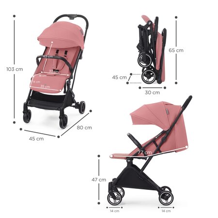 Carucior sport Indy2, pana la 15 kg, Dhalia Pink, 0 luni+, Kinderkraft 786954
