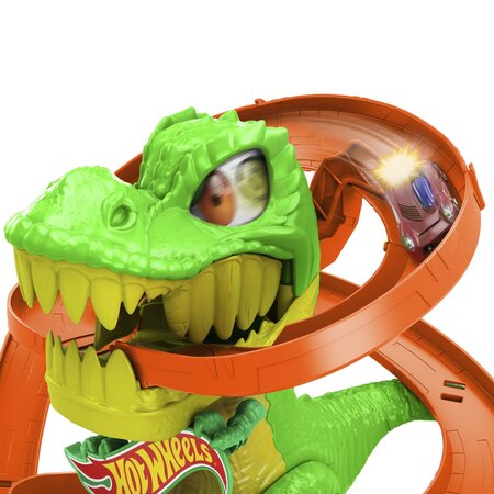 Statia de pompieri si batalia cu T-Rex, 4 ani+, Hot Wheels City 786996
