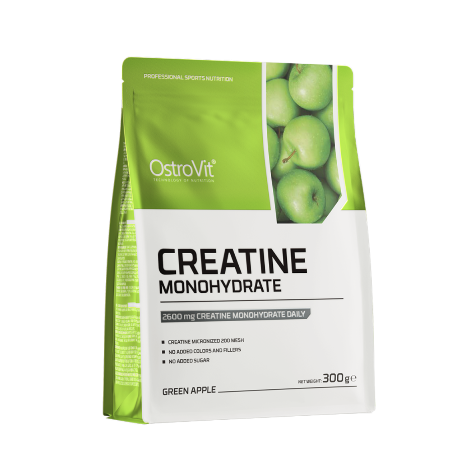 Creatina monohidrata, Green Apple, 300 g, Ostrovit