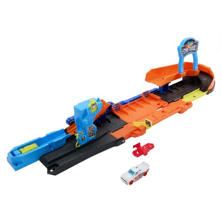 Transformarea garajului de cascadorii cu masinuta inclusa, 4 ani+, Hot Wheels City 787077