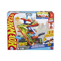 Transformarea garajului de cascadorii cu masinuta inclusa, 4 ani+, Hot Wheels City