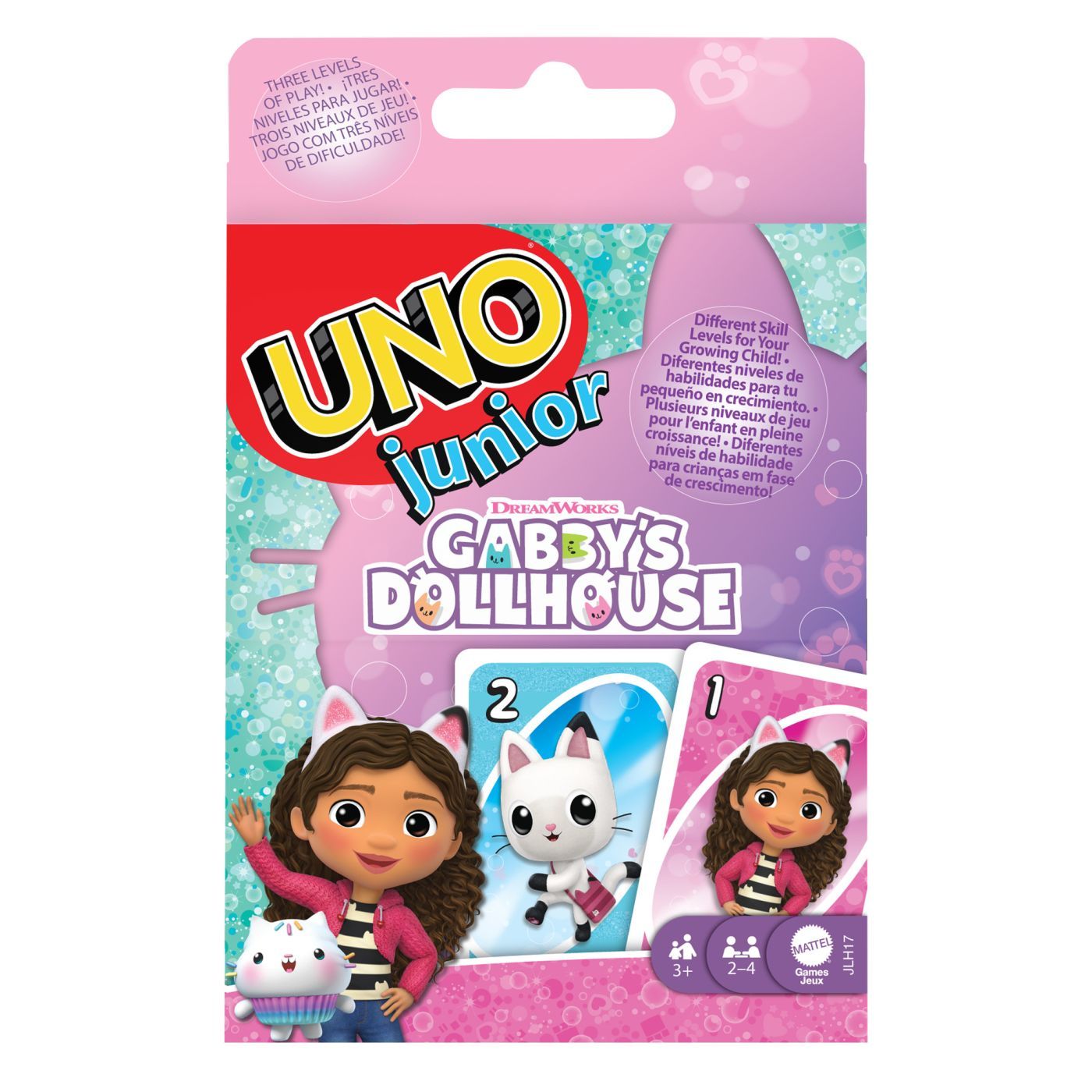 Joc de carti distractiv, Gabby's Dollhouse, 3 ani+, Uno Junior