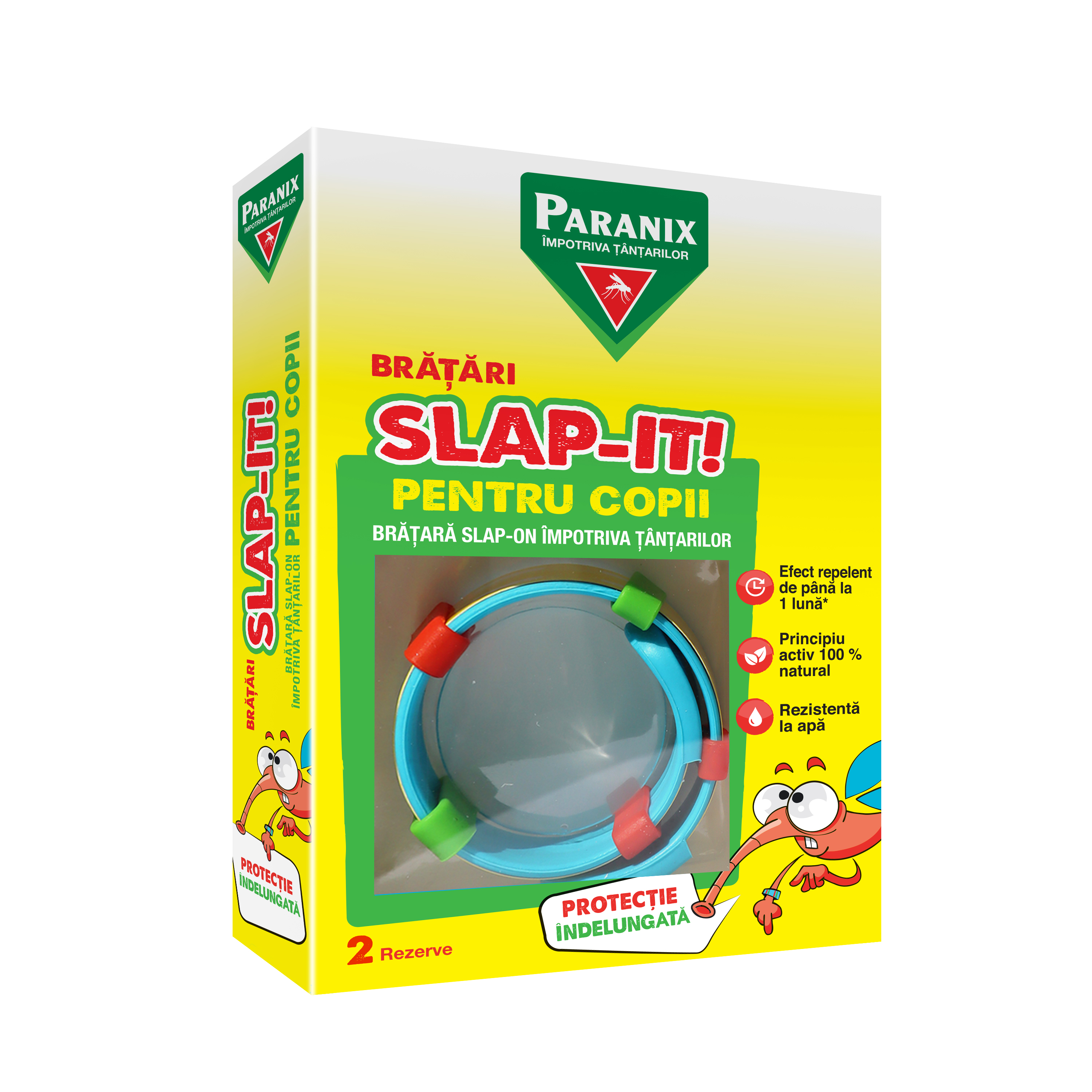 Bratara impotriva tantarilor pentru copii Slap-it, 3 ani+, 2 rezerve, Paranix