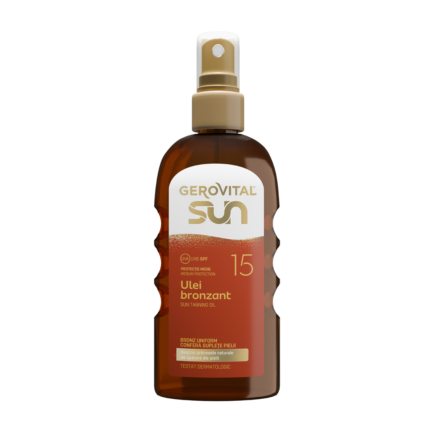 Ulei de corp bronzant Sun, SPF 15, 150 ml, Gerovital