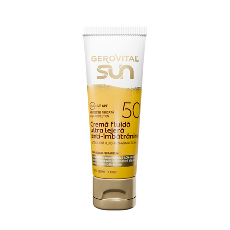 Crema fluida ultra lejera anti-imbatranire Sun, SPF 50, 50 ml, Gerovital 787316
