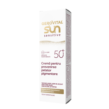 Crema pentru prevenirea petelor pigmentare Sun Sensitive, SPF 50+, 50 ml, Gerovital
