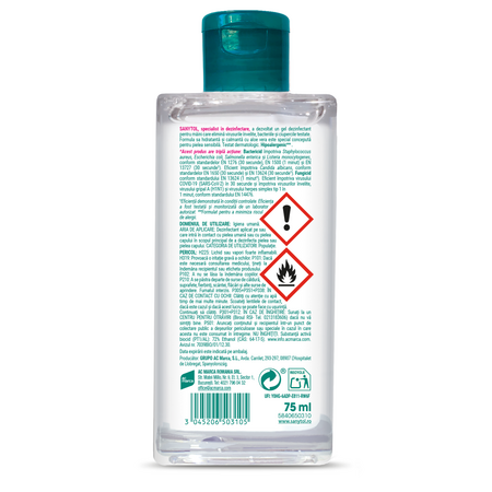 Gel dezinfectant pentru maini, Sensitive, 75 ml, Sanytol 787795