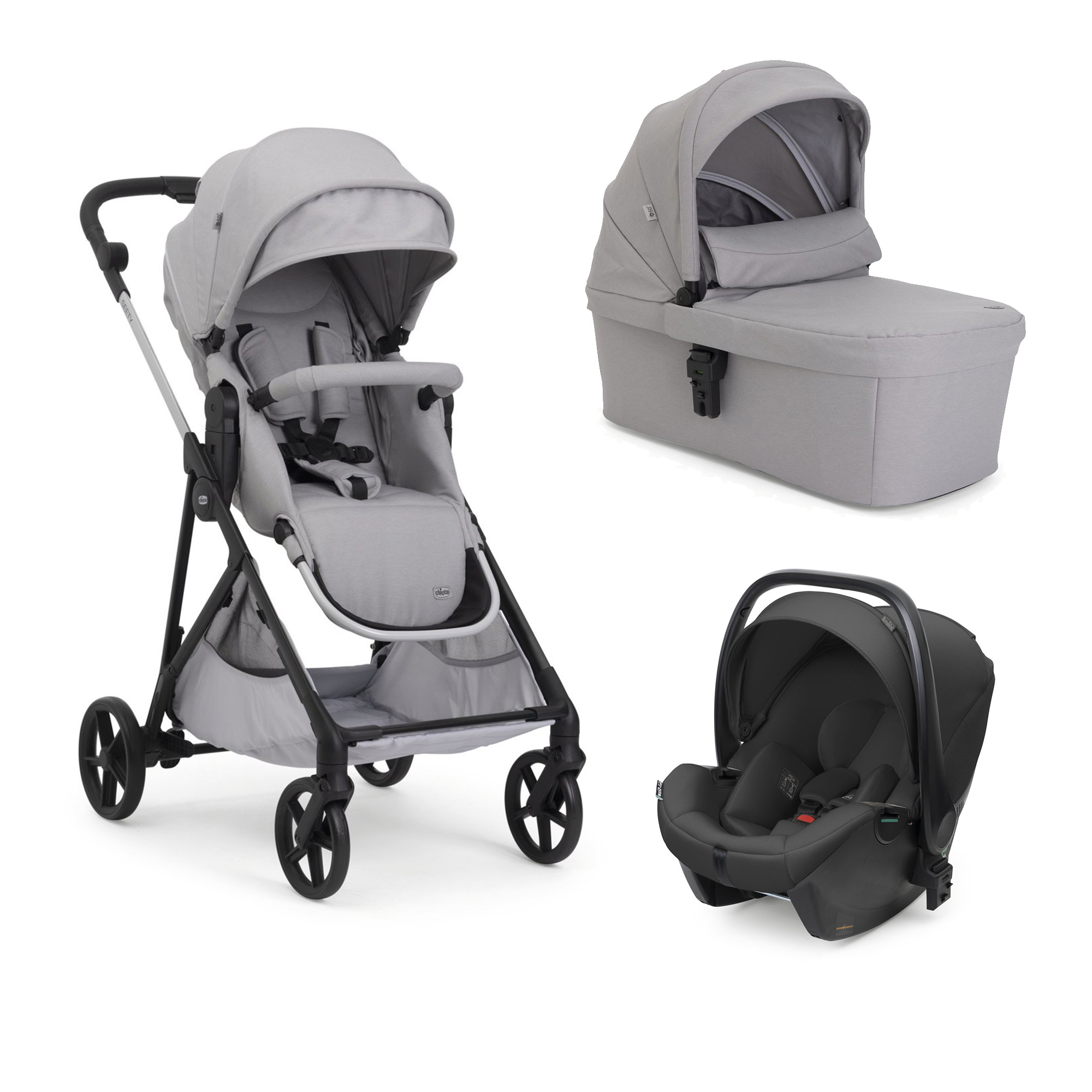 Carucior 3 in 1 Seety cu scaun auto Kory Plus I-Size 87146, Cloud, 0 luni+, Chicco