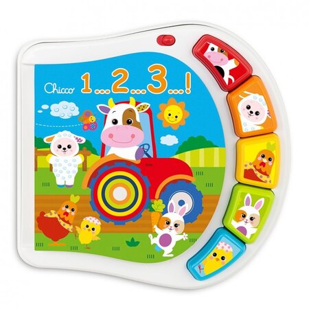 Jucarie electronica vorbitoare tip carticica Counting Farm, 6-36 luni, Chicco 788258