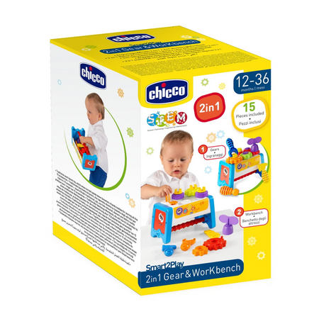 Jucarie 2 in 1 pentru sortare si stivuire, Statia de lucru a mecanicului, 12-36 luni, Chicco 788264