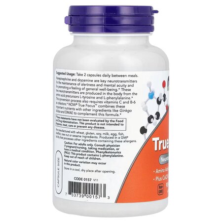 True Focus, 90 capsule vegetale, Now Foods 788308