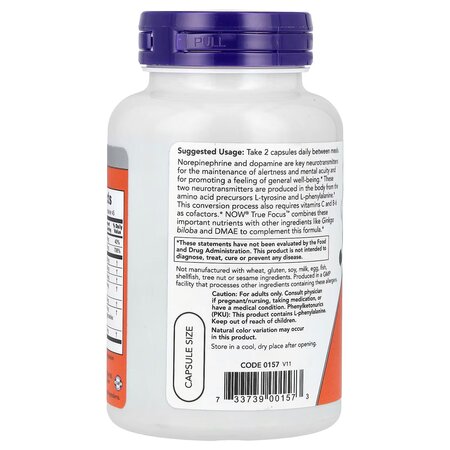 True Focus, 90 capsule vegetale, Now Foods 788307