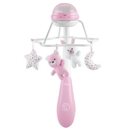 Carusel muzical cu proiectie 3 in 1, Rainbow, Roz, 0 luni+, Chicco