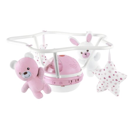 Carusel muzical cu proiectie 3 in 1, Rainbow, Roz, 0 luni+, Chicco 788331