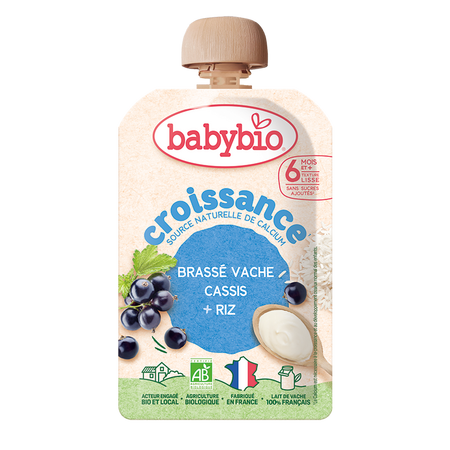 Piure Bio Pouch cu Lapte, Coacaze Negre si Orez, + 6 luni, 100 g, BabyBio