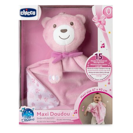 Jucarie muzicala Maxi Doudou First Dreams, Roz, 0 luni+, Chicco 788521