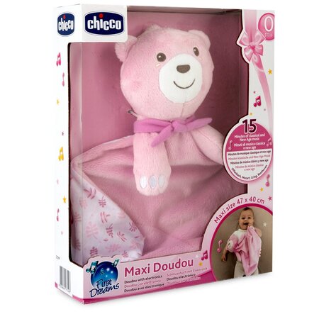 Jucarie muzicala Maxi Doudou First Dreams, Roz, 0 luni+, Chicco 788523