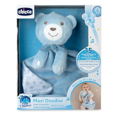 Jucarie muzicala Maxi Doudou First Dreams, Bleu, 0 luni+, Chicco 788603