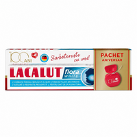 Pachet Pasta de dinti Flora White 75 ml + Ata dentara 50M, Lacalut
