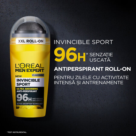 Roll-on antiperspirant fara alcool Men Expert, Invincible Sport, 50 ml, Loreal Paris 792887