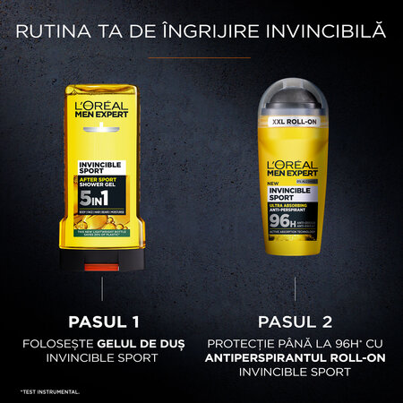 Roll-on antiperspirant fara alcool Men Expert, Invincible Sport, 50 ml, Loreal Paris 792888
