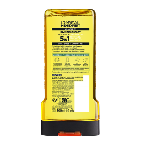 Gel de dus revitalizant 5in1 Men Expert, Invincible Sport, 300 ml, Loreal Paris 792897