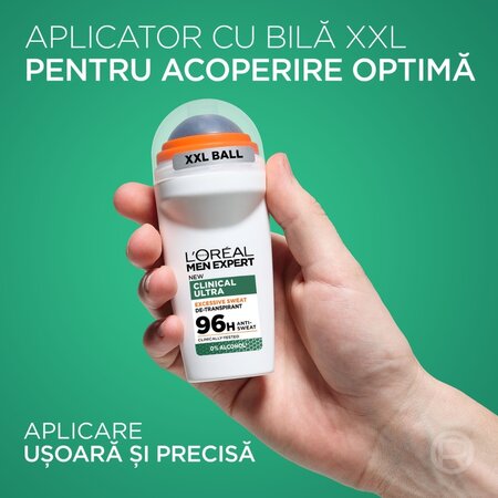 Roll-on antiperspirant fara alcool Men Expert, Derma Control, 50 ml, Loreal Paris 789224