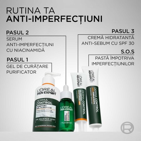 Gel de curatare pentru ten gras Men Care, Derma Control, 260 ml, Loreal Paris 789234