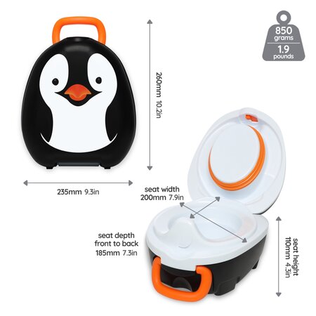 Olita portabila cu capac pentru copii, Pinguin, My Carry Potty 789268
