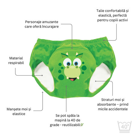 Chilotei pentru antrenament la olita My Little Training Pants, Dinozaur, 3-4 ani, 1 bucata, My Carry Potty 789322