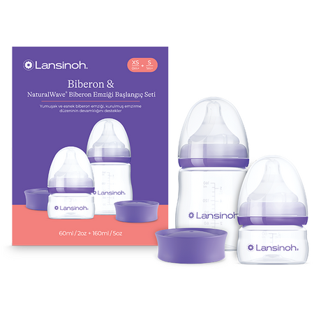 Pachet Biberoane cu tetina NaturalWave, 60 ml + 160 ml, Lansinoh
