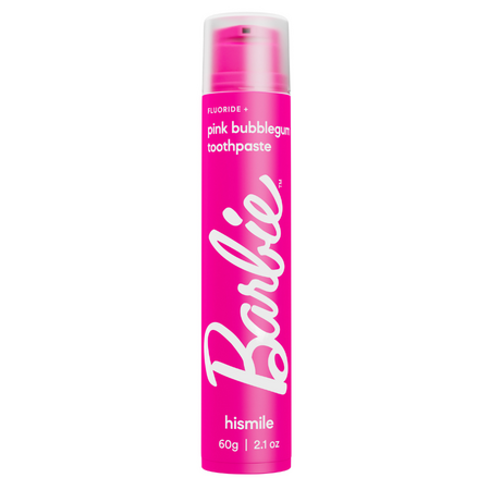 Pasta de dinti cu fluor, Barbie Pink, Bubble Gum, 60 g, Hismile