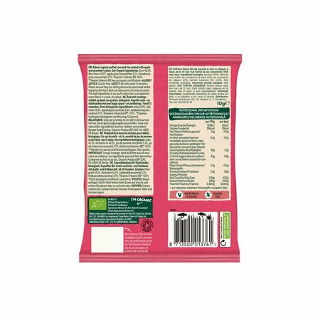 Puffcorn Snack Bio cu Capsuni si Mere, 12 luni+, 10 g, Organix 790984