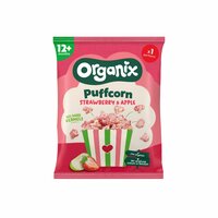 Puffcorn Snack Bio cu Capsuni si Mere, 12 luni+, 10 g, Organix