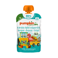 Piure Bio din Morcov, Mar, Cocos, Banana, Ananas si Spelta, 6 luni+, 100 g, Pumpkin Organics