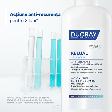 Sampon pentru matreata grasa cu efect racoritor Kelual Squanorm, 400 ml, Ducray 792858