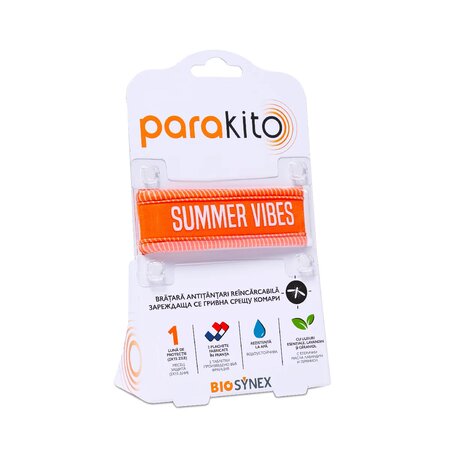 Bratara pentru adulti impotriva tantarilor Summer Vibes, Orange, Parakito