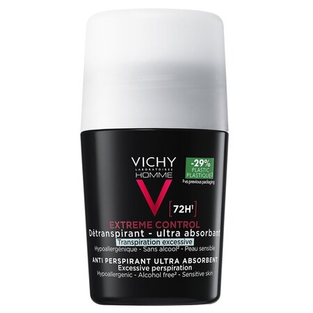 Pachet Deodorant roll-on antiperspirant pentru barbati Control Extrem 72H, 2 x 50 ml, Vichy 793476