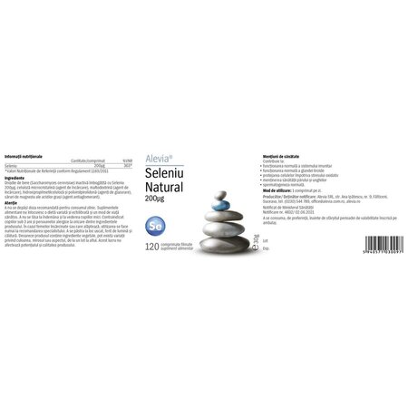 Seleniu Natural, 200 mcg, 120 capsule, Alevia 794056