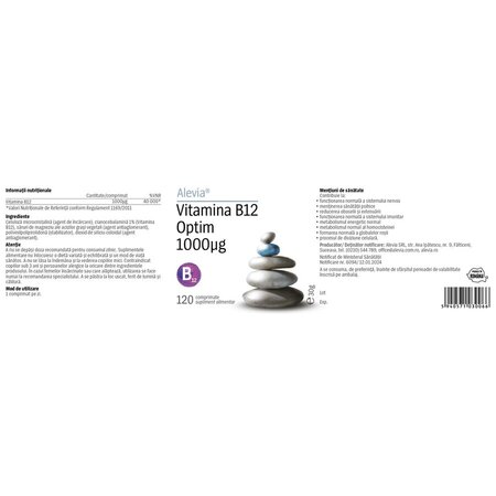 Vitamina B12 Optim, 1000 mcg, 120 capsule vegetale, Alevia 794061