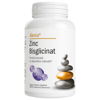 Zinc bisglicinat, 30 capsule vegetale, Alevia