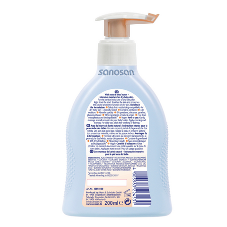 Lotiune nutritiva pentru piele uscata, 0 luni+, 200 ml, Sanosan Baby 794674