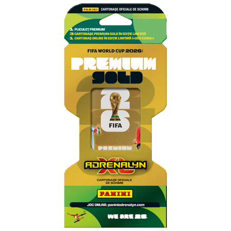 Pachet Premium Gold cu 13 carduri + 4 Limited Edition, Fifa World Cup Adrenalyn XL 2026, Panini