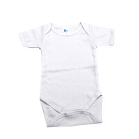 Body din bumbac cu maneca scurta Rib, Alb, 18-24 luni, Baltic Bebe